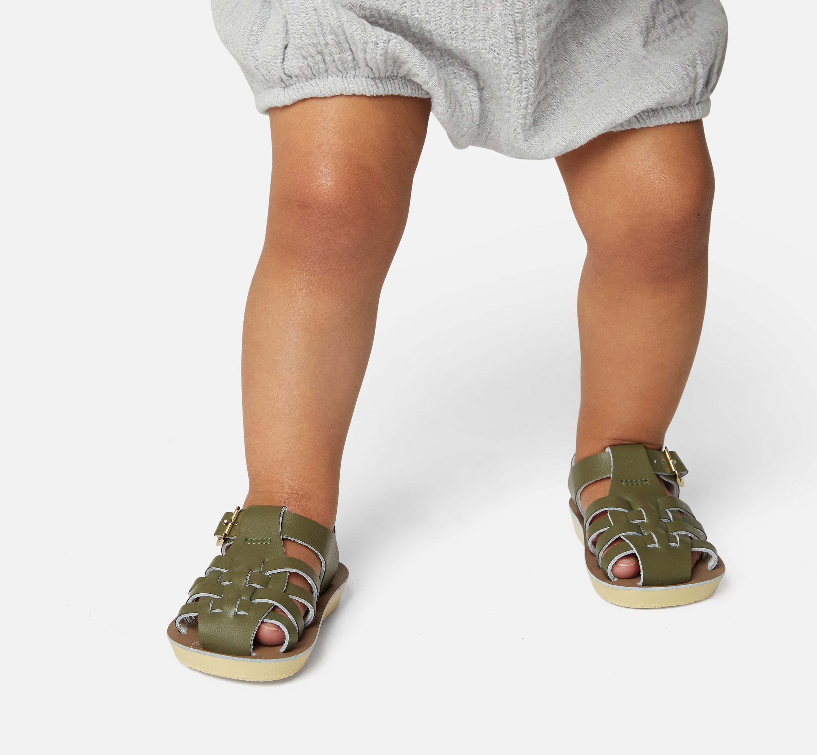 Salt-Water Sailor sandali bambino verde oliva in cuoio