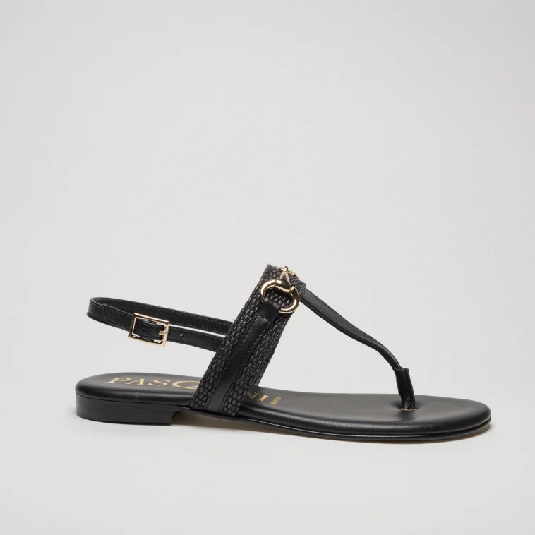 Pasquini Calzature Capri sandalo infradito nero cuoio