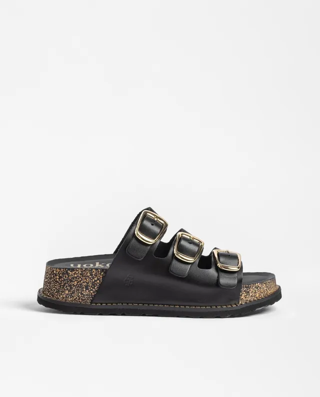 Yokono Ali 260 sandali plateau nero sughero con fibbie