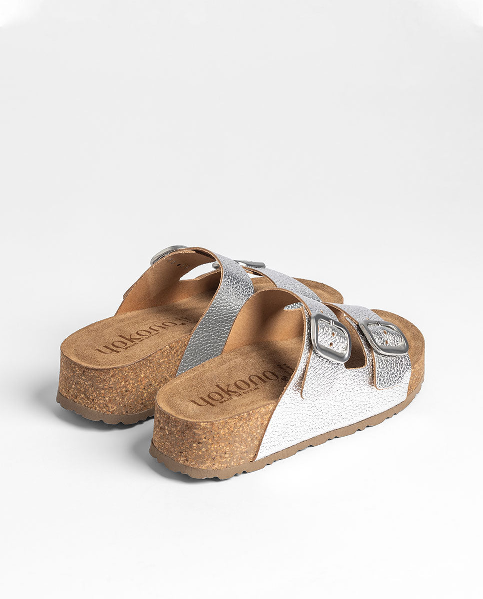 Yokono Wiwi-003 sandalo plateau donna argento