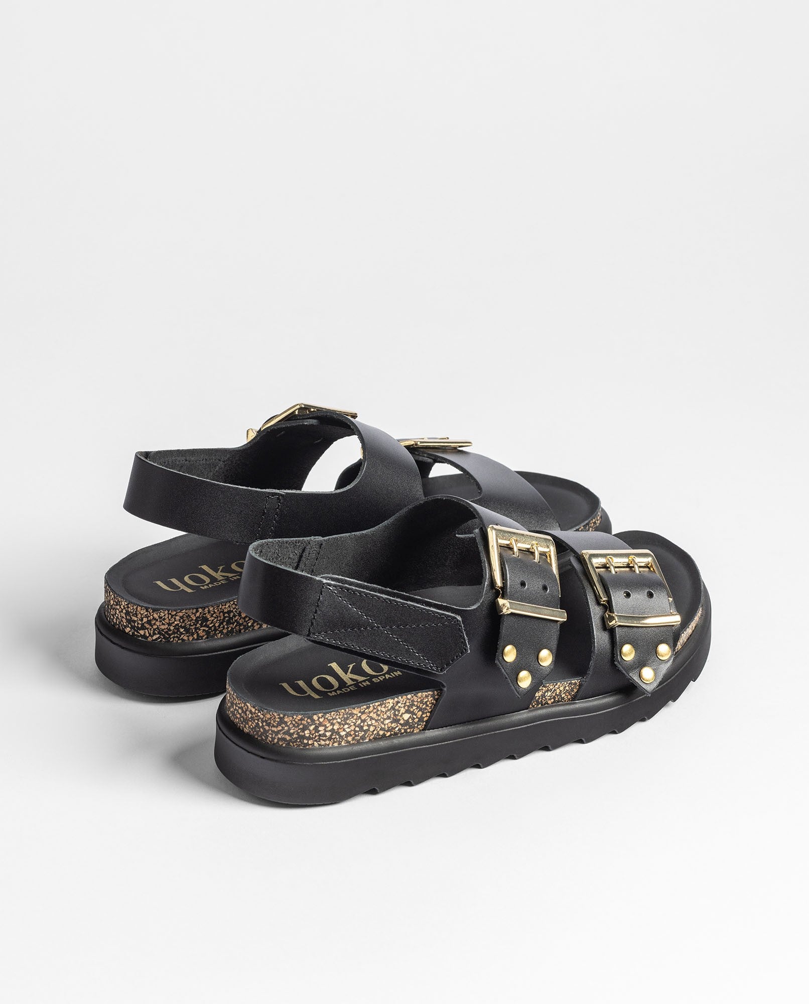 Yokono Tunez 261 Sandali Plateau Nero EU 35-42 in Pelle