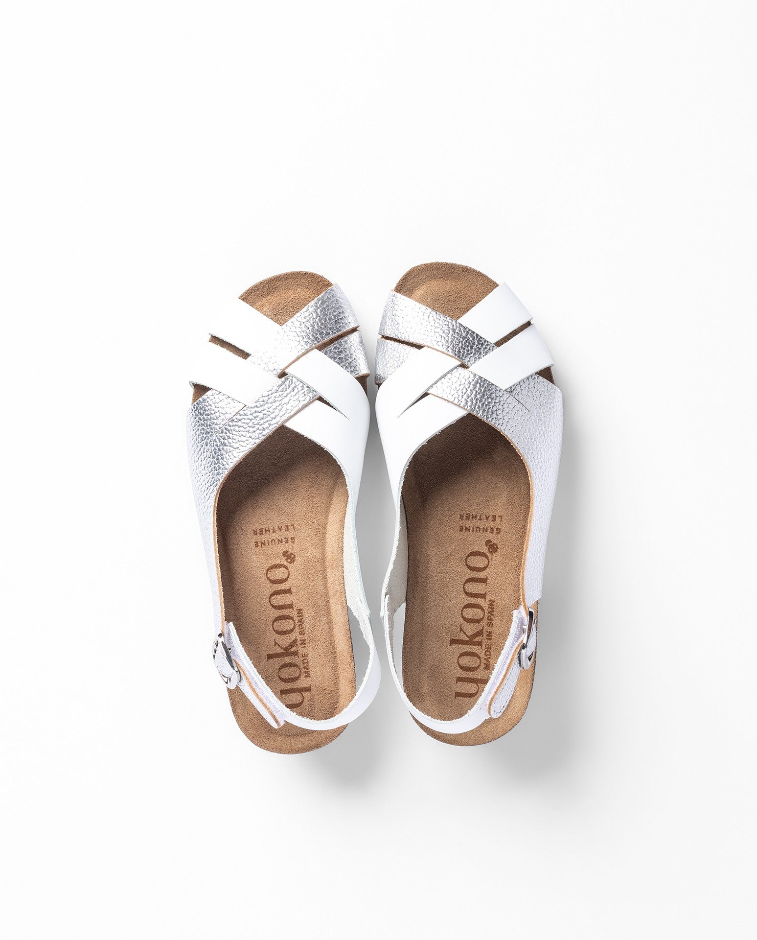 Yokono Monaco-262 sandali con zeppa argento in cuoio