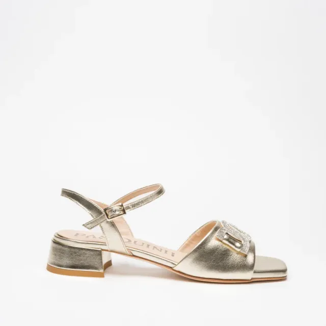 Pasquini Calzature Nina sandalo platino tacco 3,5 cm cuoio