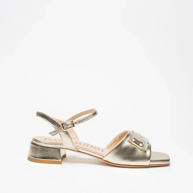 Pasquini Calzature Nina sandalo platino tacco 3,5 cm cuoio