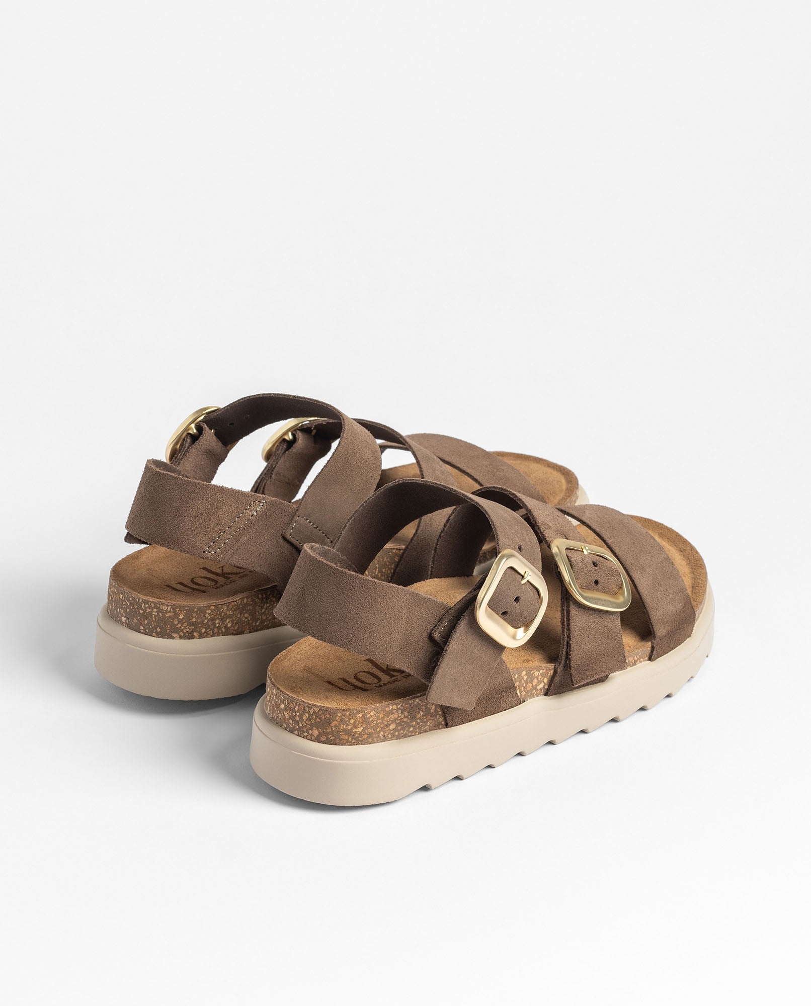 Yokono Tunez 127 sandali piattaforma marrone scuro in cuoio