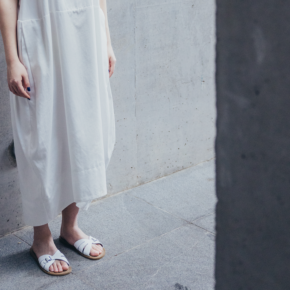 Salt-Water Classic Slide ciabatte donna bianche in cuoio