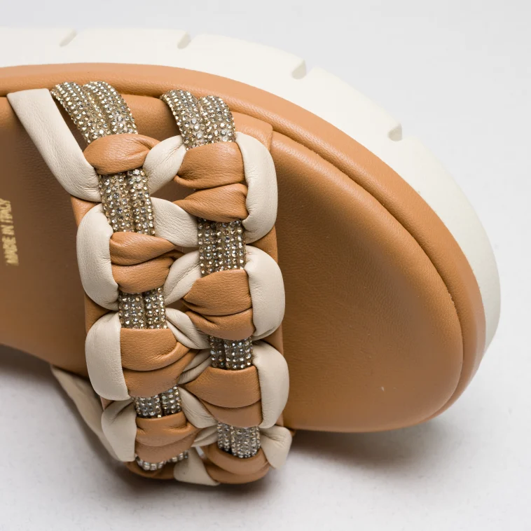 Pasquini Calzature Cloe sandalo cuoio beige zeppa bassa