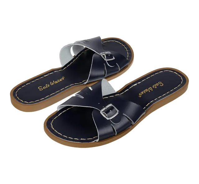 Salt-Water Classic Slide ciabatte donna Navy in cuoio