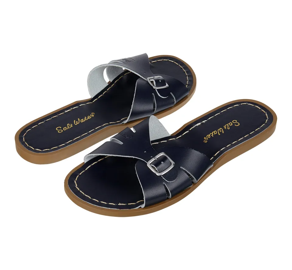 Salt-Water Classic Slide ciabatte donna Navy in cuoio