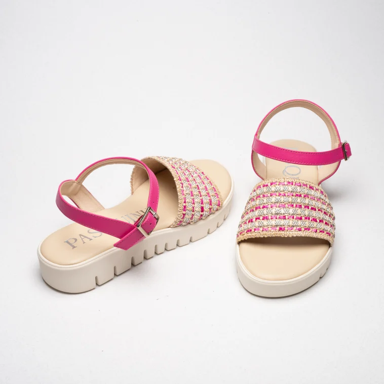 Pasquini City Chic Dora sandalo beige fucsia strass
