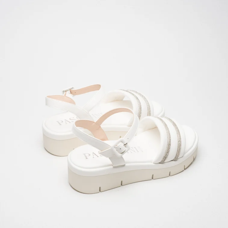 Pasquini Sandy sandalo avorio in pelle con strass