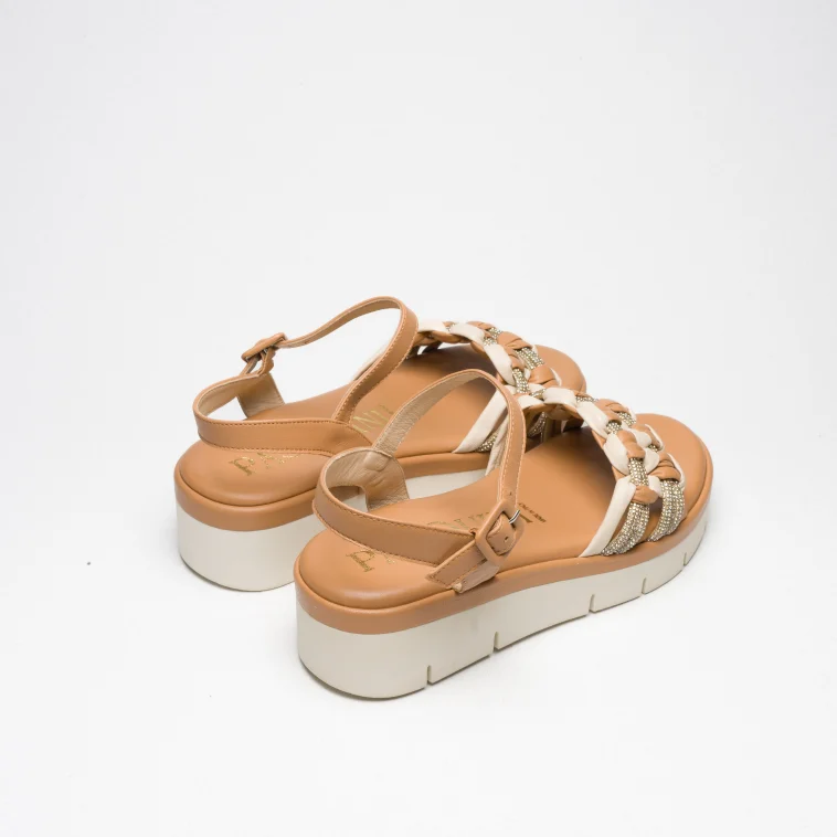 Pasquini Calzature Cloe sandalo cuoio beige zeppa bassa