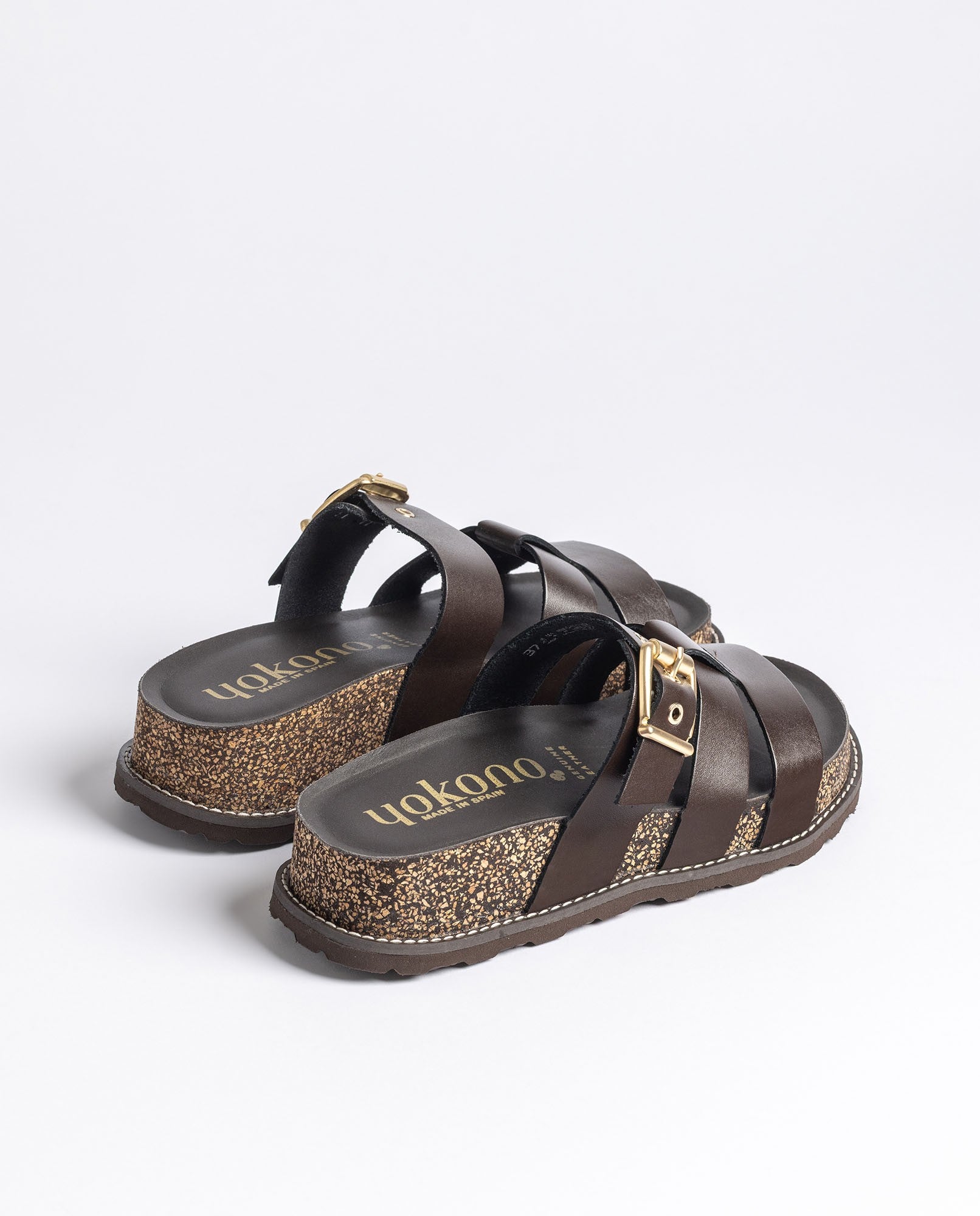 Yokono Oca 260 sandalo plateau marrone in pelle