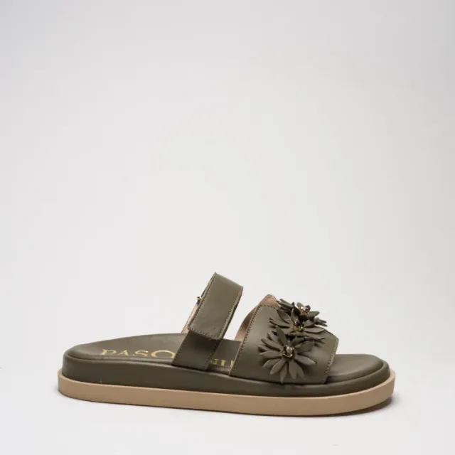Pasquini Calzature Iris ciabatta verde militare nappa 2,5 cm
