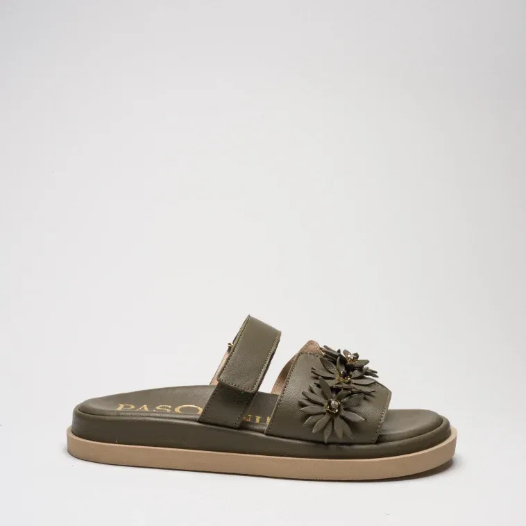 Pasquini Calzature Iris ciabatta verde militare nappa 2,5 cm