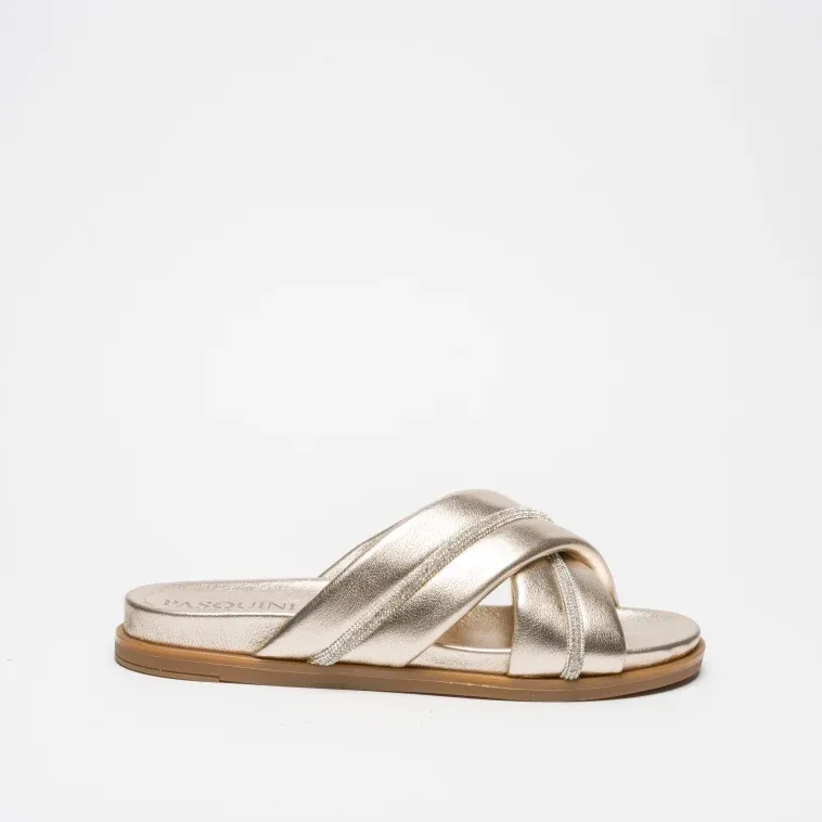 Pasquini City Chic Flexa ciabatta tortora con strass