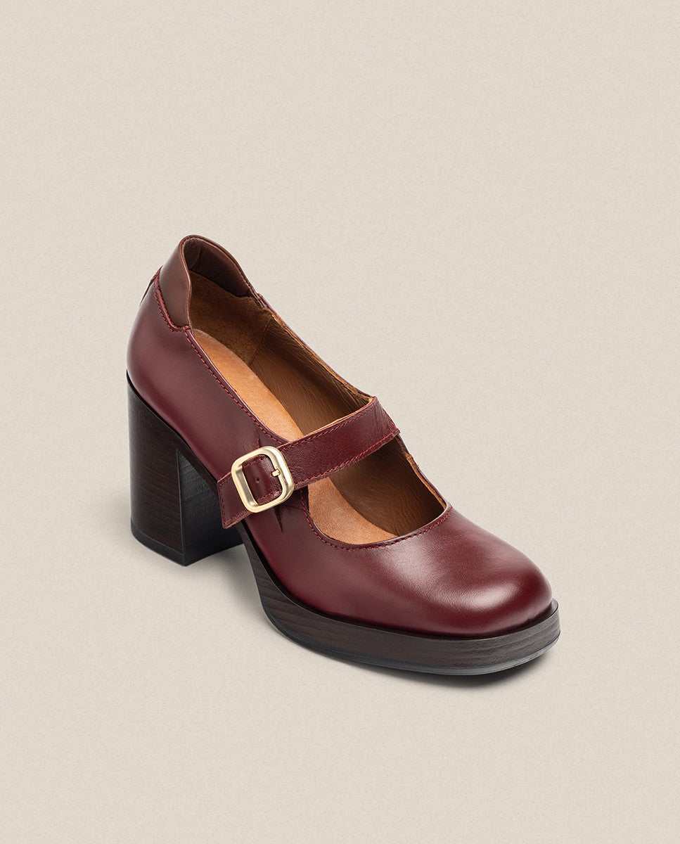 Yokono KOLIN-010 scarpe con tacco bordeaux pelle