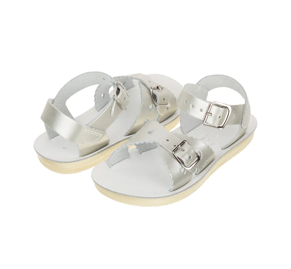 Salt-Water Sweetheart sandali bimba argento cuoio