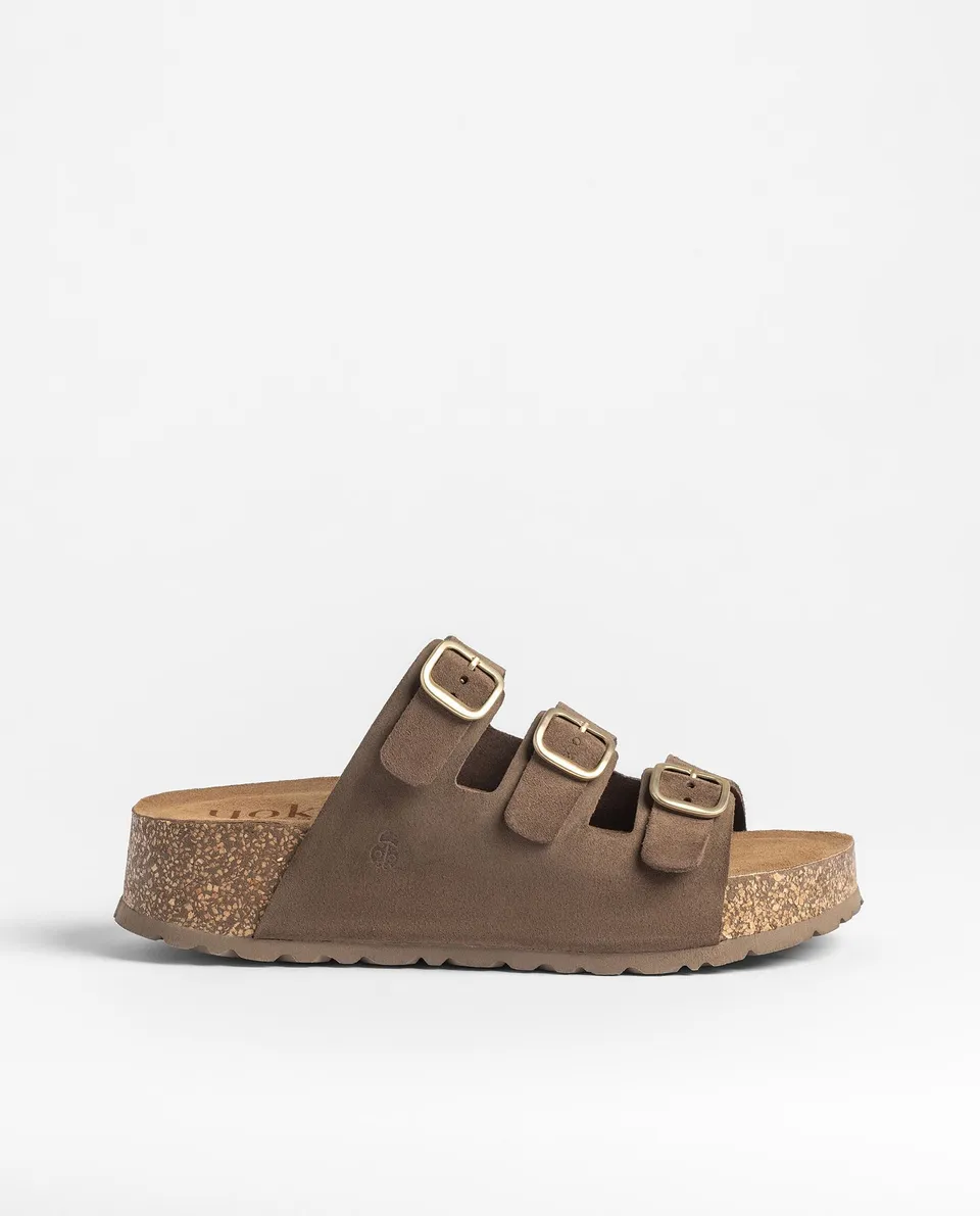 Yokono WIWI-263 sandali plateau marrone scuro pelle