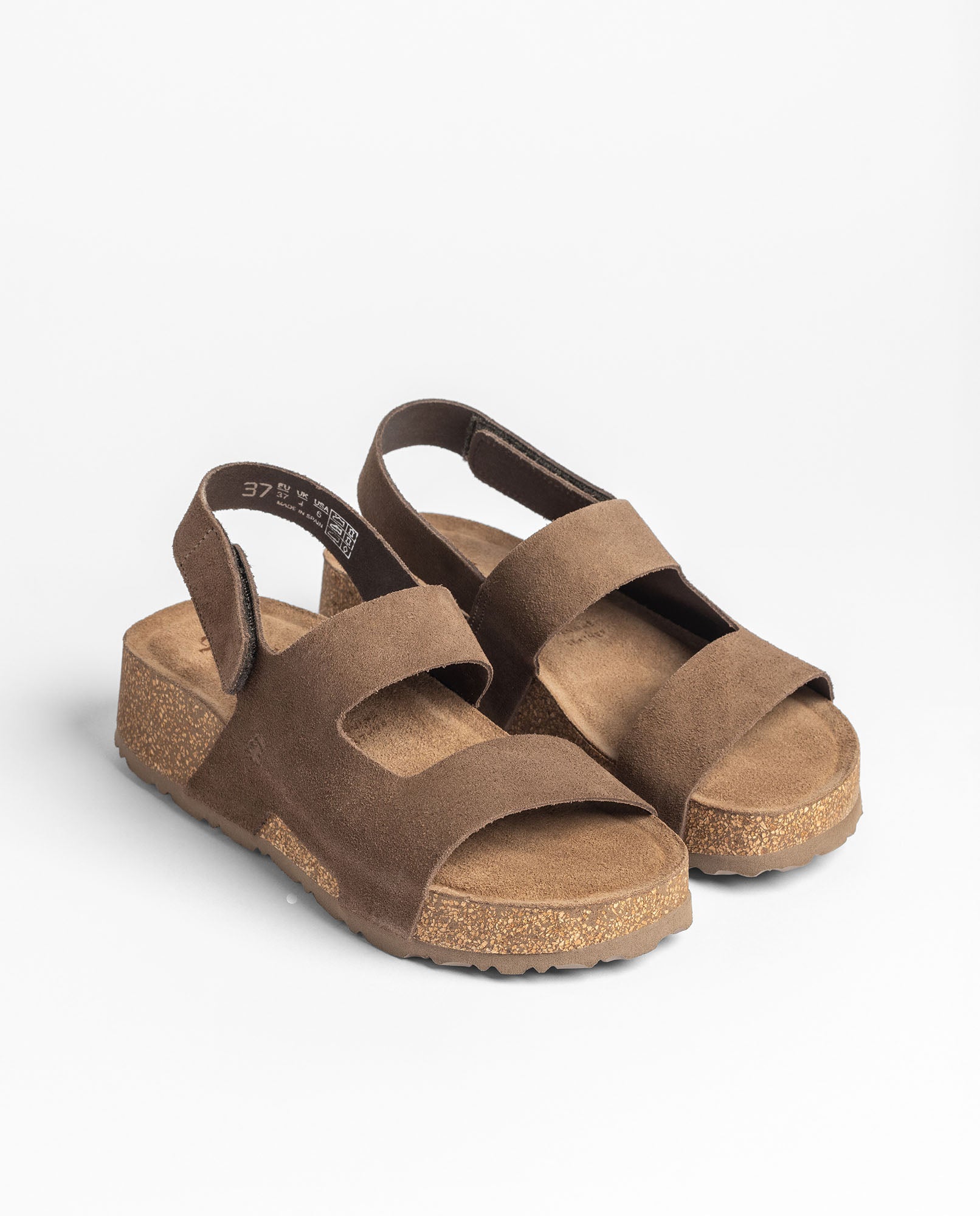 Yokono Wiwi-261 sandali plateau marrone in pelle con velcro
