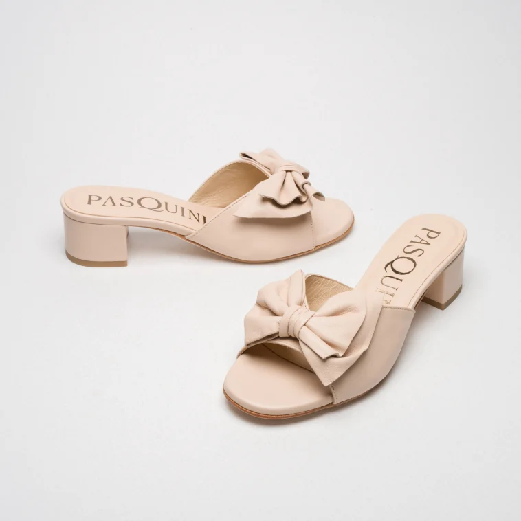 Pasquini Vicky sabot nude tacco 4 cm fiocco