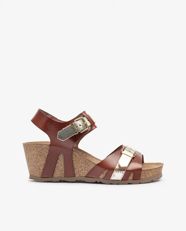 Yokono Cadiz-254 sandali con zeppa marrone fibbia