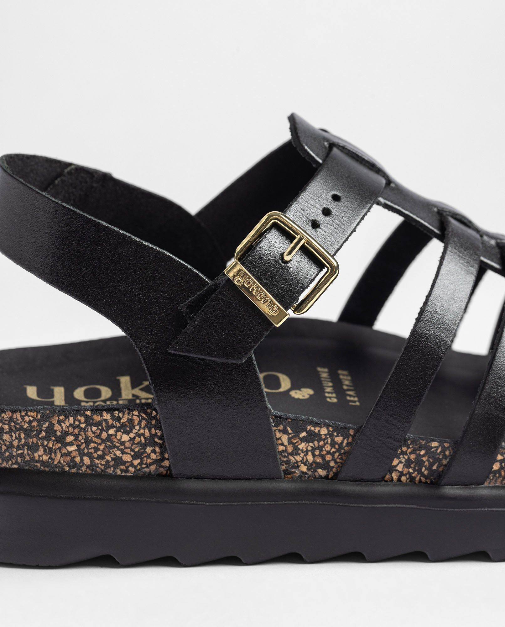 Yokono Tunez-107 sandali bassi donna nero in pelle