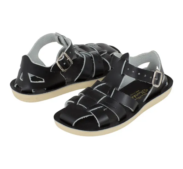 Salt-Water Shark sandali bambino nero in cuoio intrecciato