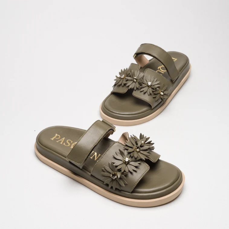 Pasquini Calzature Iris ciabatta verde militare nappa 2,5 cm