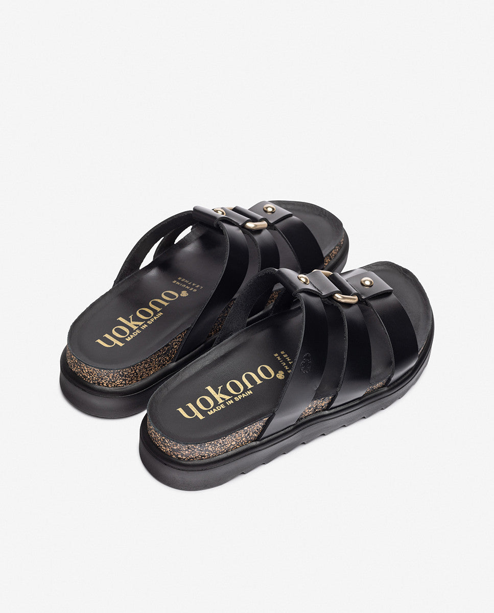 Yokono Tunez 256 sandali con plateau neri scamosciati