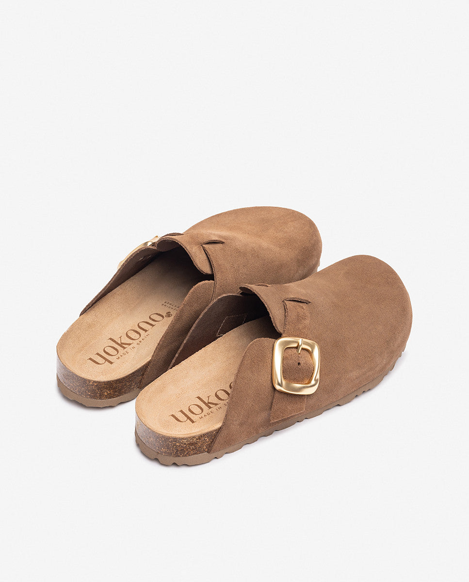 Yokono 650 zoccoli donna marroni in camoscio