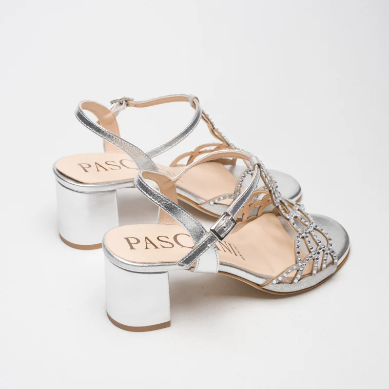 Pasquini Aurea sandalo argento con strass tacco 6