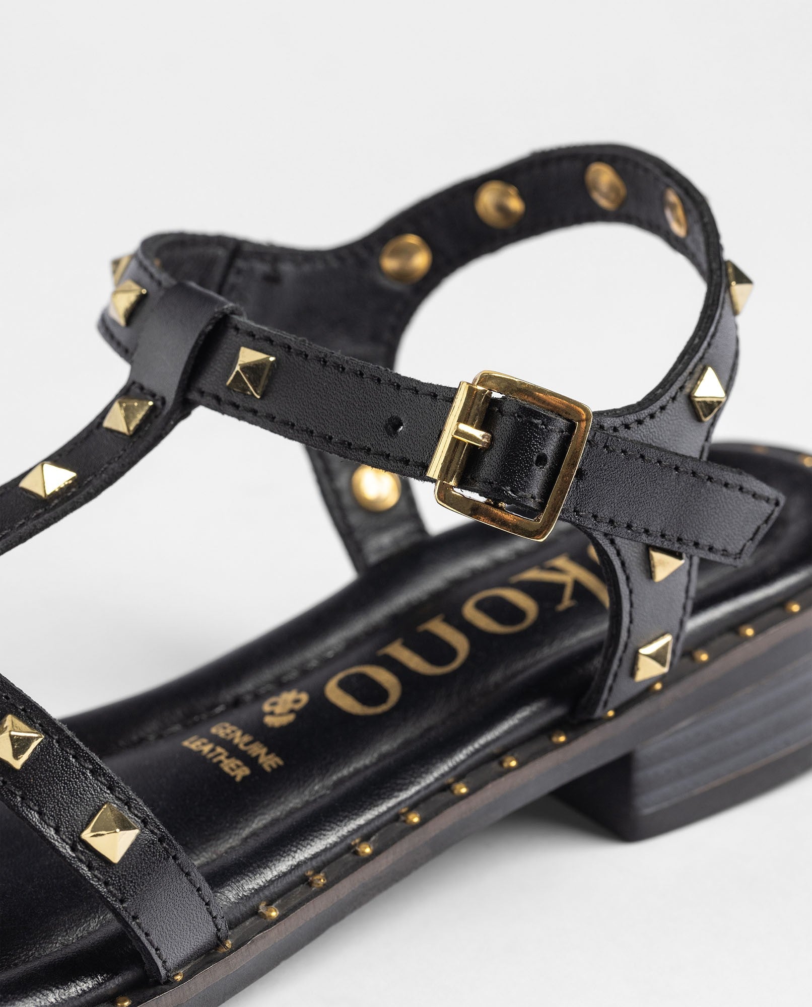 Yokono Dud 503 sandali con tacco donna nero in cuoio