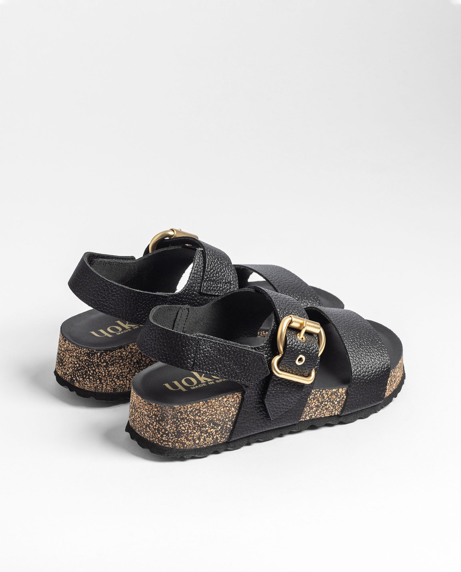 Yokono Wiwi-254 sandali plateau donna nero in pelle
