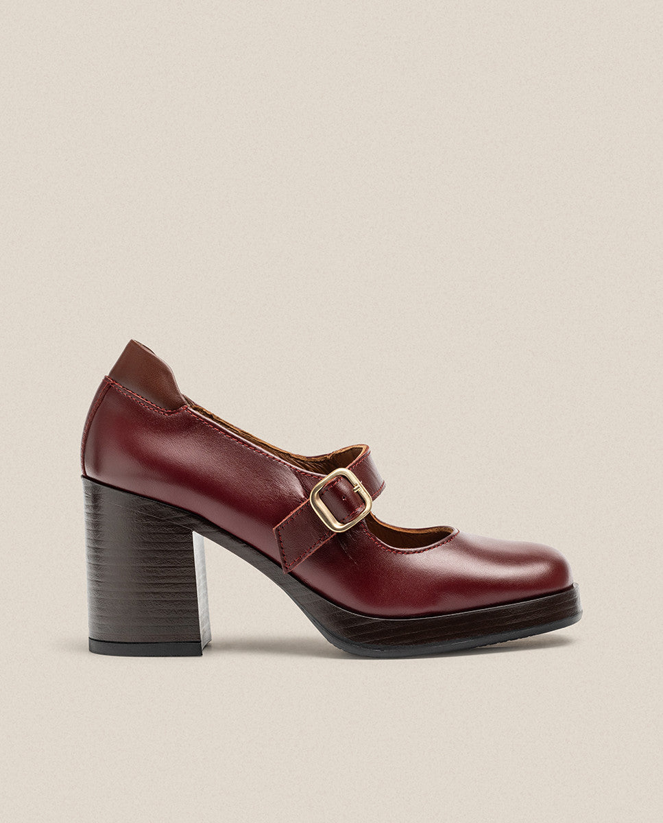 Yokono KOLIN-010 scarpe con tacco bordeaux pelle
