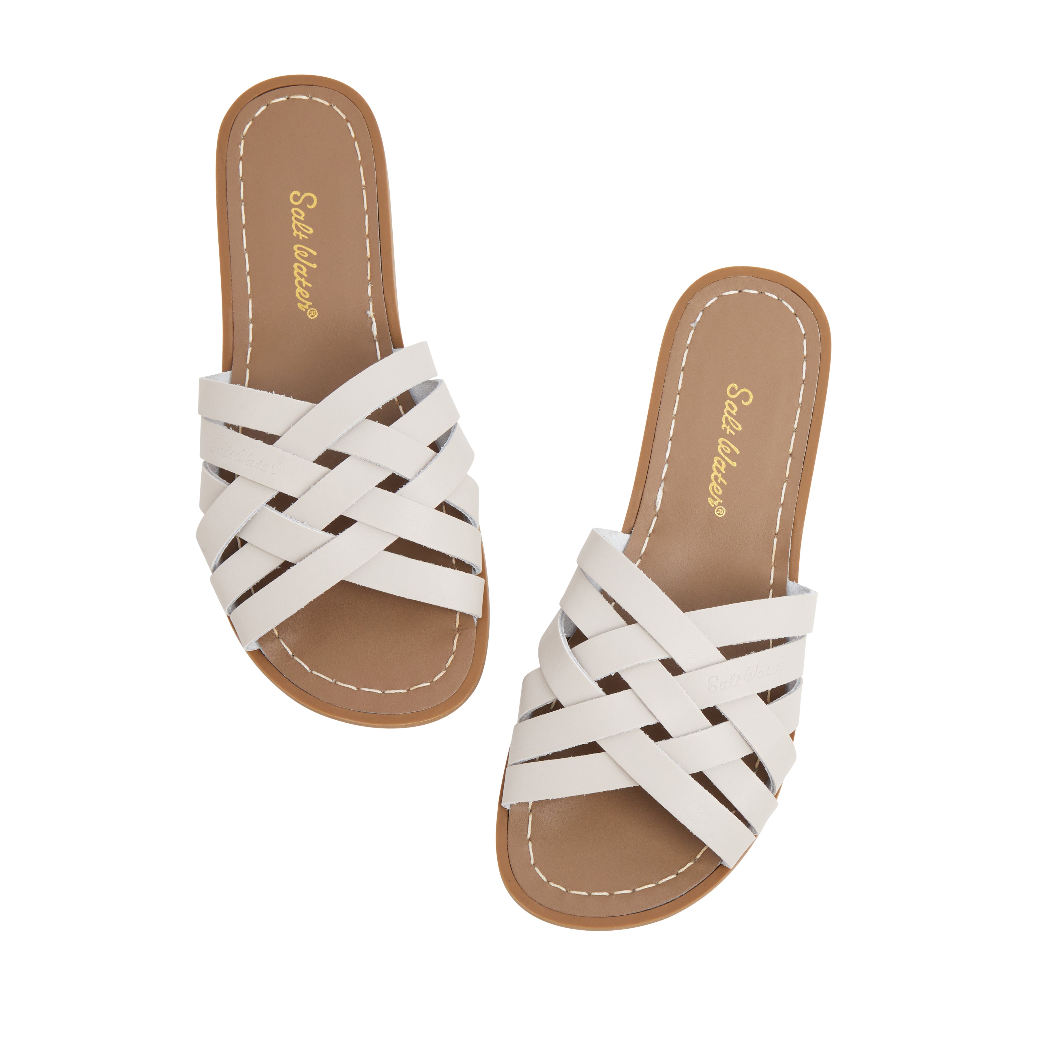 Salt-Water Retro Slide Stone ciabatte donna in cuoio beige