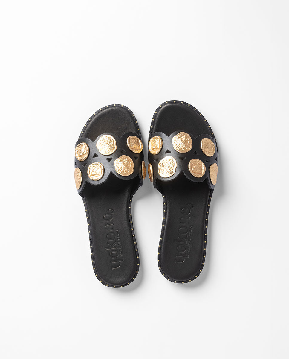 Yokono Lara 273 sandali bassi donna nero pelle