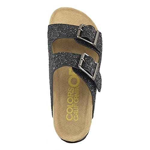 Colors of California Slide doppia fascia ciabatte nere glitter