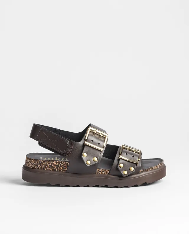 Yokono Tunez 261 sandali plateau marrone scuro pelle