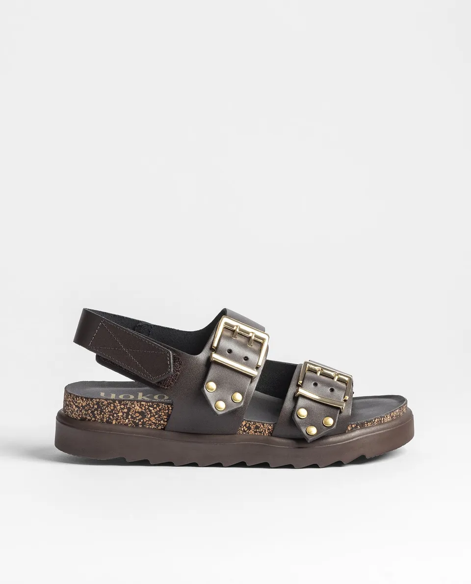 Yokono Tunez 261 sandali plateau marrone scuro pelle