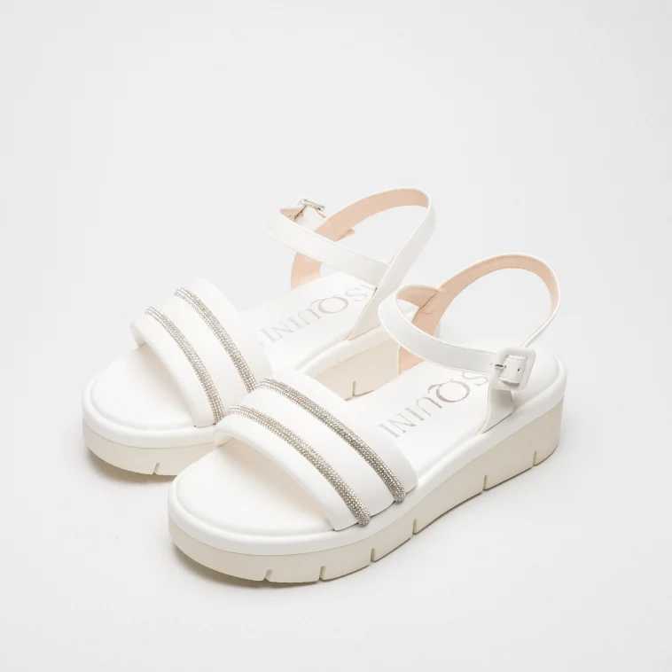 Pasquini Sandy sandalo avorio in pelle con strass