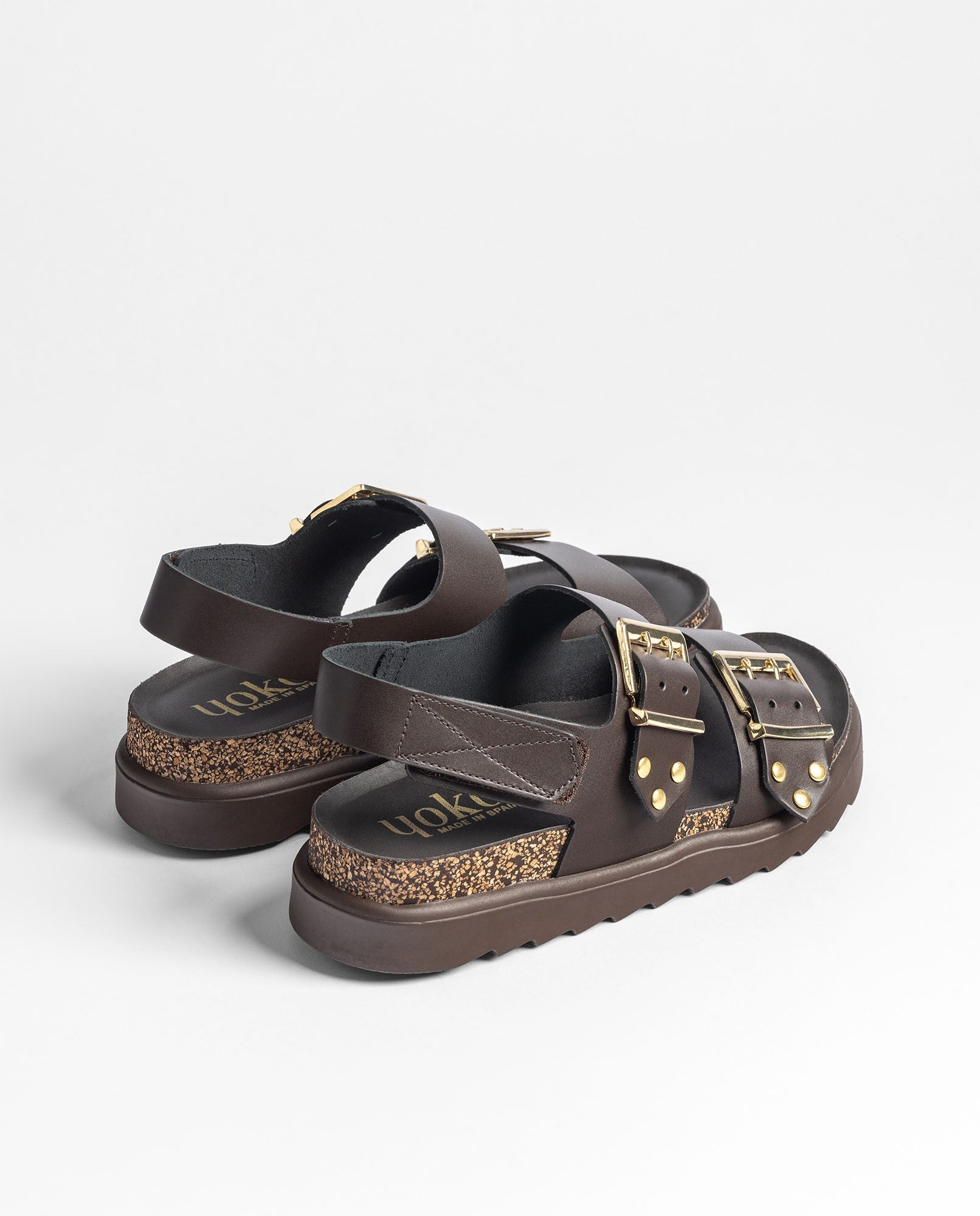 Yokono Tunez 261 sandali plateau marrone scuro pelle
