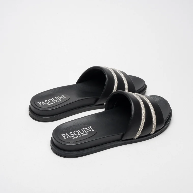 Pasquini Calzature Nora ciabatta nera nappa strass 2,5 cm