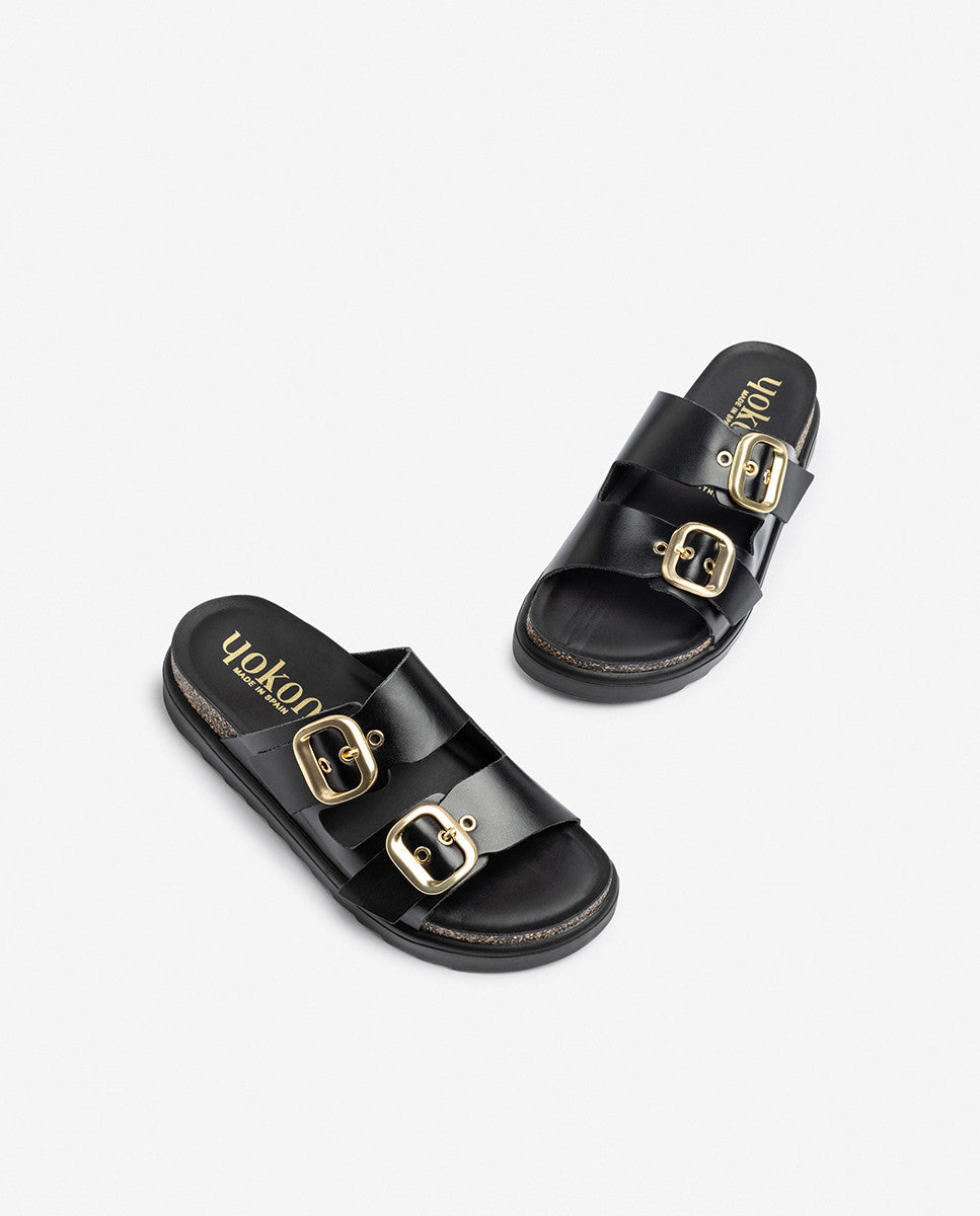 Yokono Tunez 130 sandali donna neri in pelle