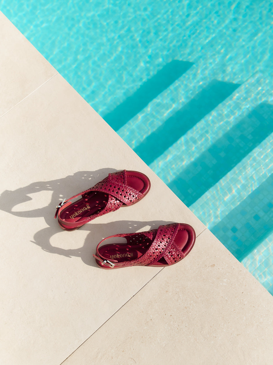 Yokono CRES-252 sandali bassi bordeaux in pelle