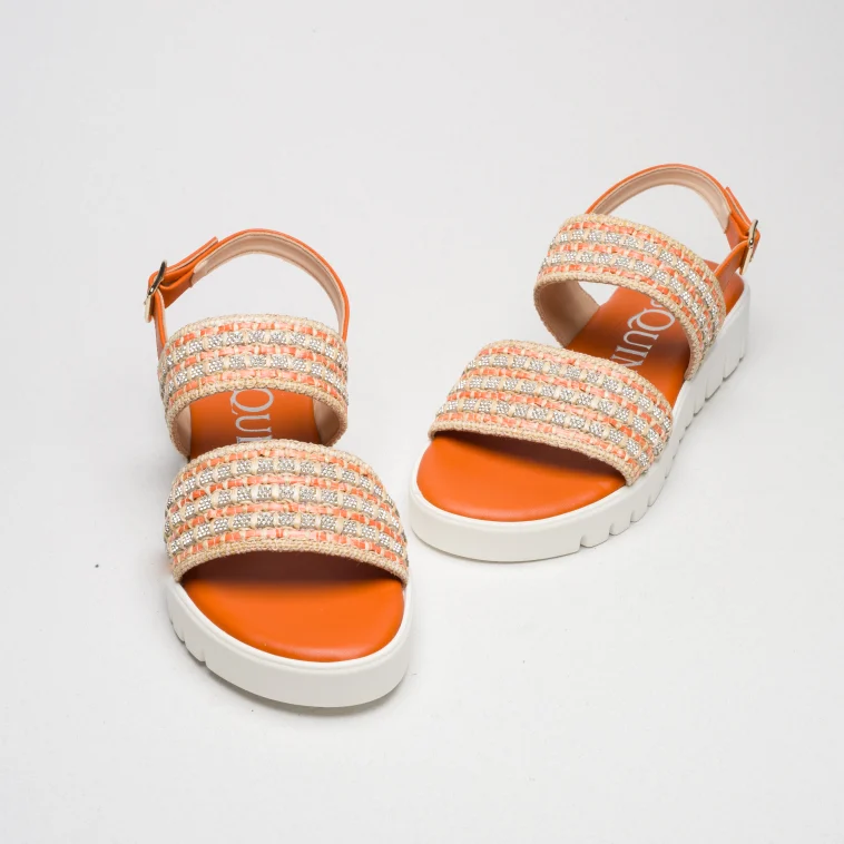 Pasquini Lisa sandalo arancio in rafia con strass