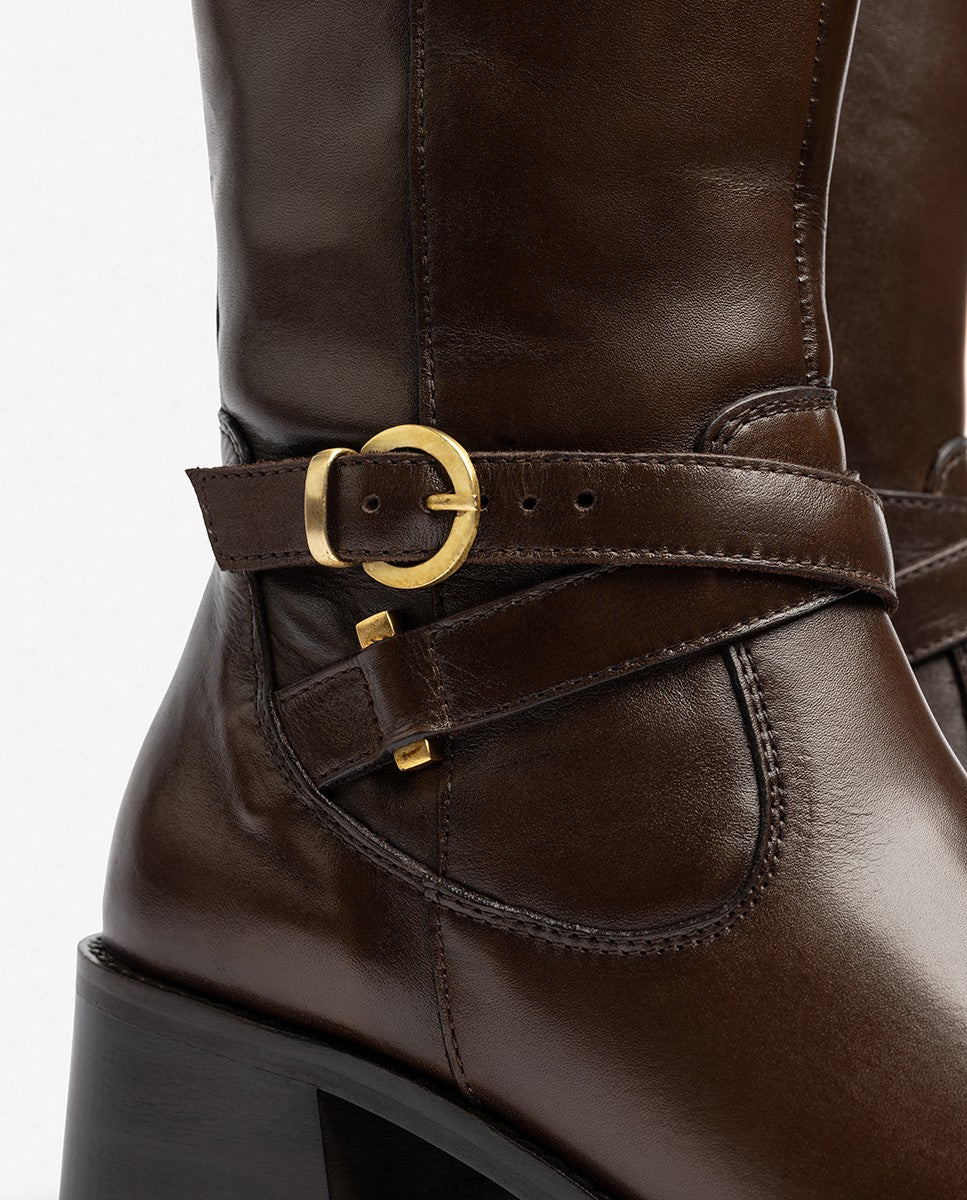 Yokono LOP-406 stivali donna marrone tacco 4 cm