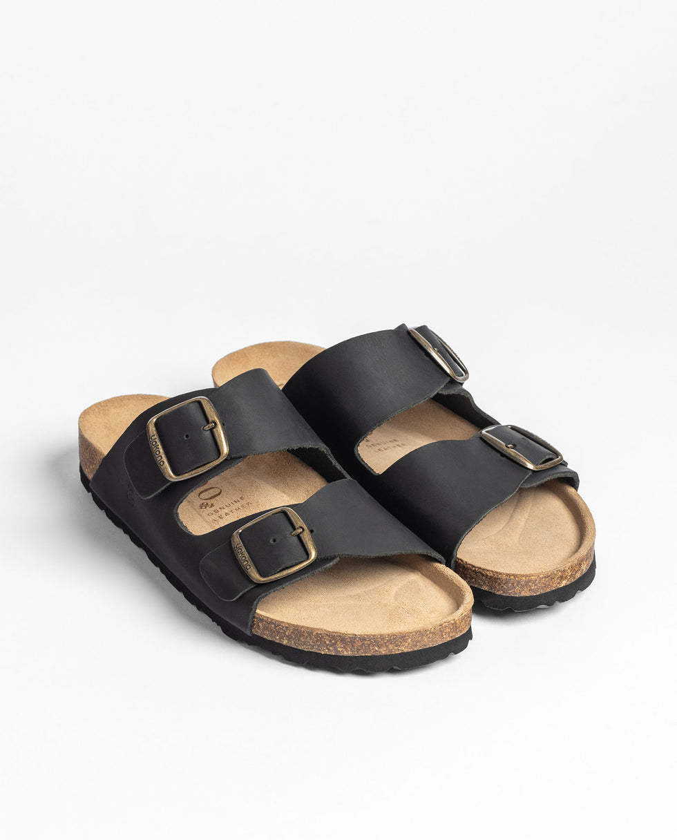 Yokono MACAM-150 sandali da uomo nero pelle fibbie