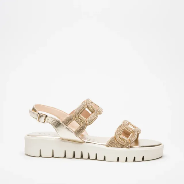 Pasquini Greta sandalo platino 3 cm strass