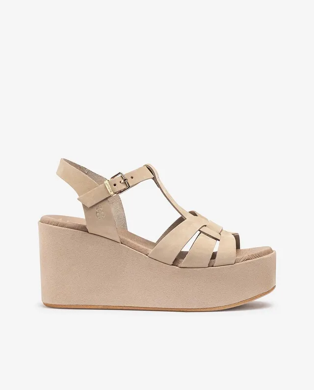 Yokono Lanzarote-002 sandalo con zeppa beige con fibbia